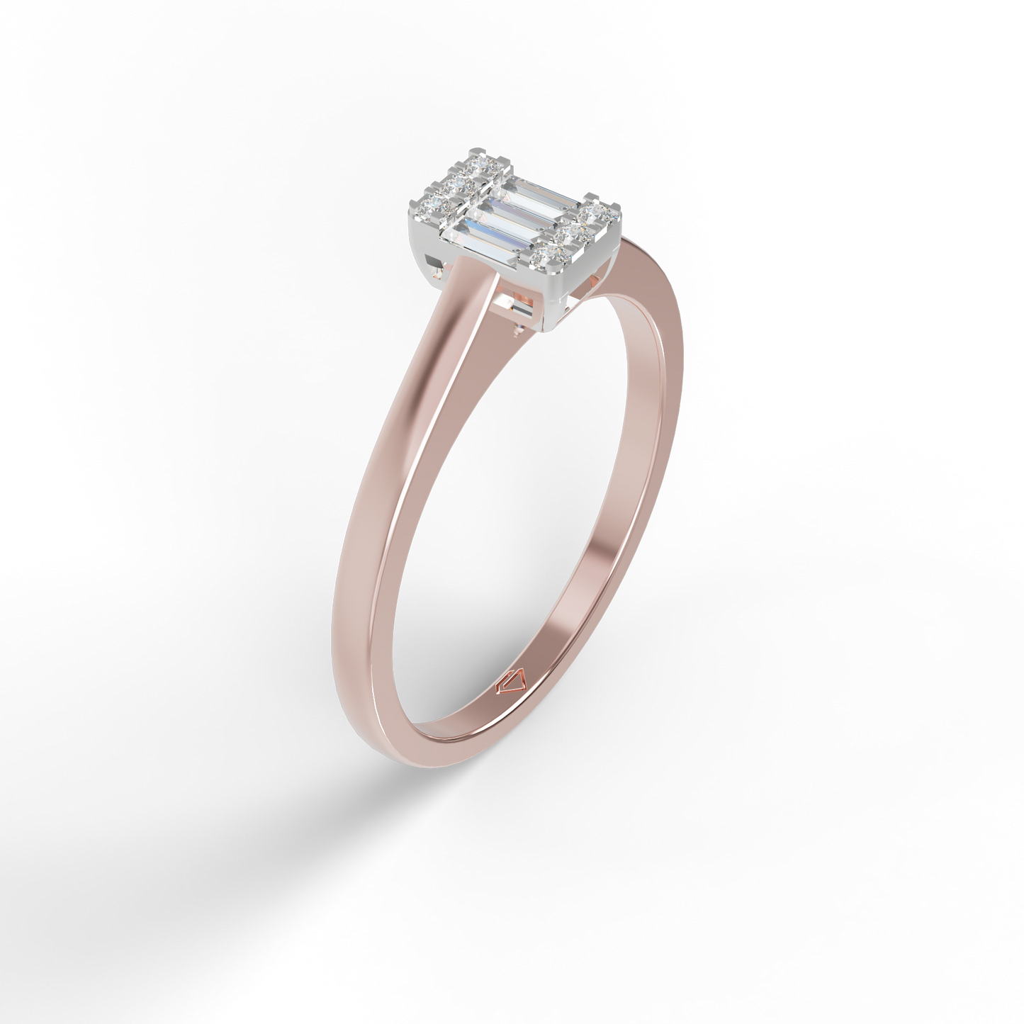 Guru Jewel's Alluring Round And Baguette C.Z Diamond Studded Silver Ring For Her