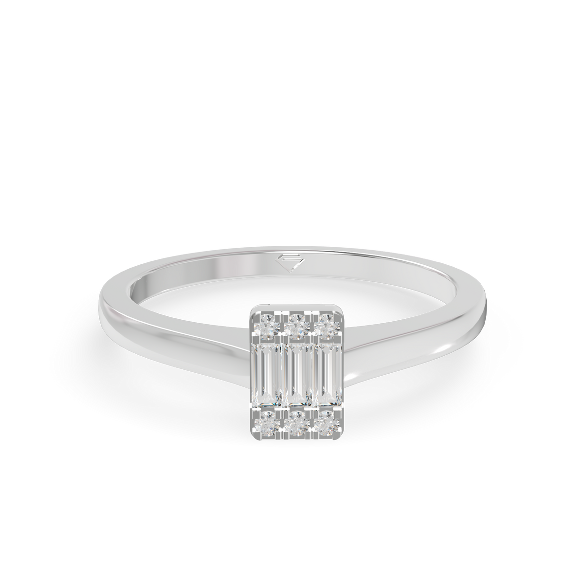 Guru Jewel's Alluring Round And Baguette C.Z Diamond Studded Silver Ring For Her