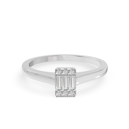 Guru Jewel's Alluring Round And Baguette C.Z Diamond Studded Silver Ring For Her