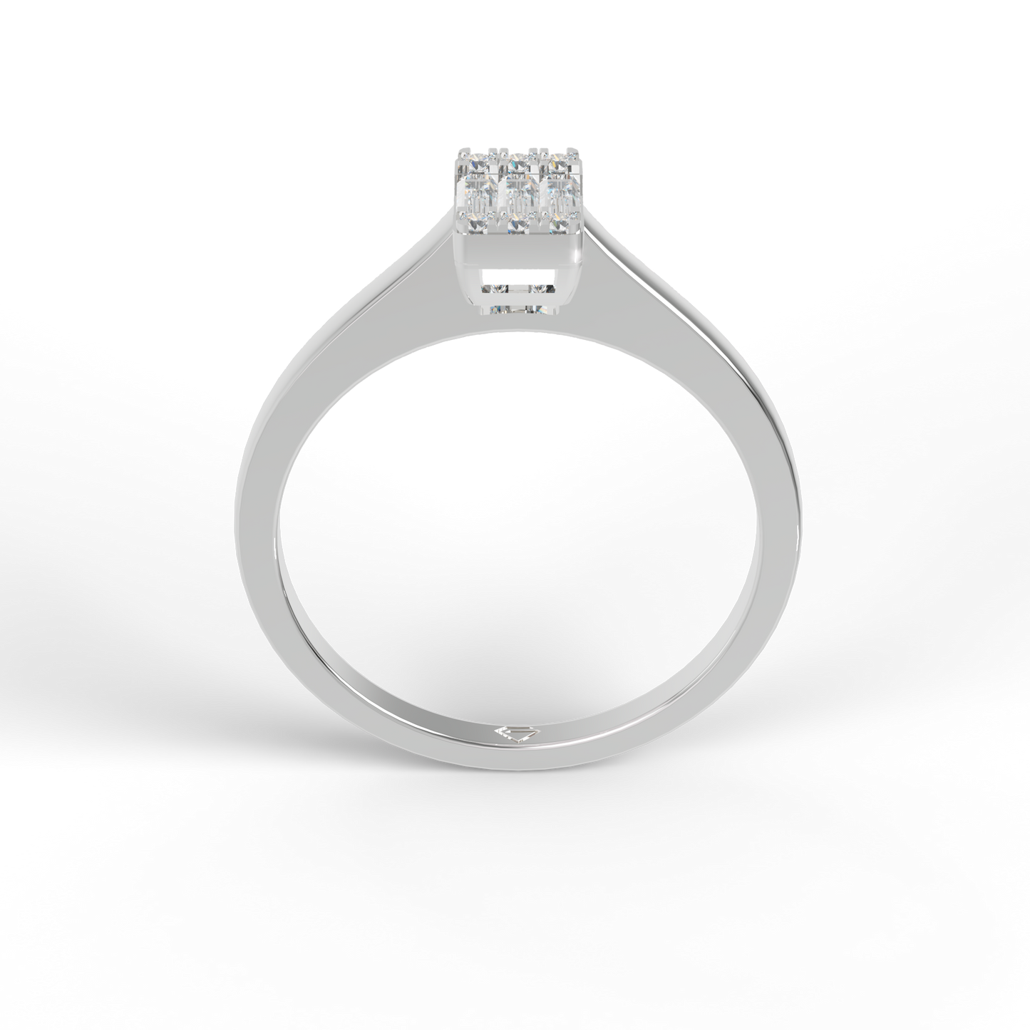 Guru Jewel's Alluring Round And Baguette C.Z Diamond Studded Silver Ring For Her