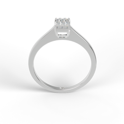 Guru Jewel's Alluring Round And Baguette C.Z Diamond Studded Silver Ring For Her
