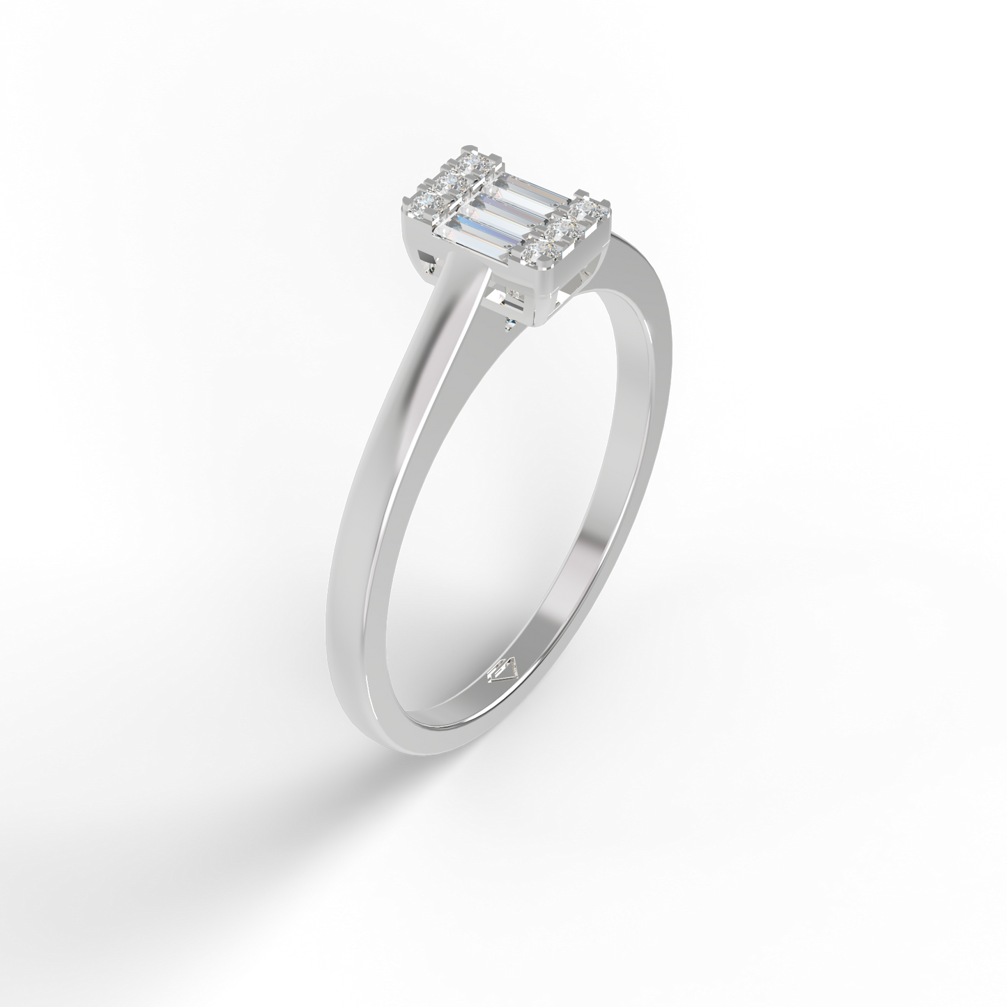Guru Jewel's Alluring Round And Baguette C.Z Diamond Studded Silver Ring For Her