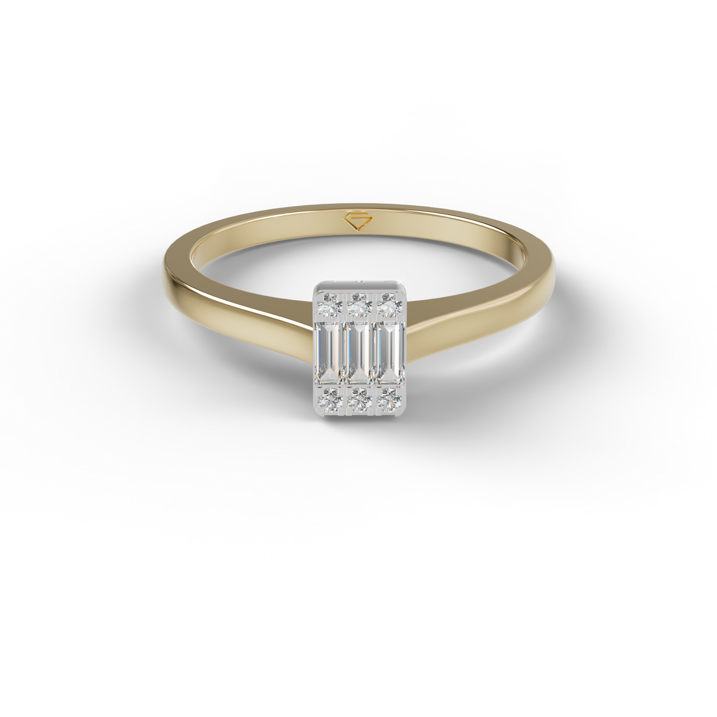 Guru Jewel's Alluring Round And Baguette C.Z Diamond Studded Silver Ring For Her