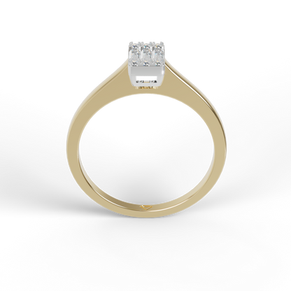 Guru Jewel's Alluring Round And Baguette C.Z Diamond Studded Silver Ring For Her