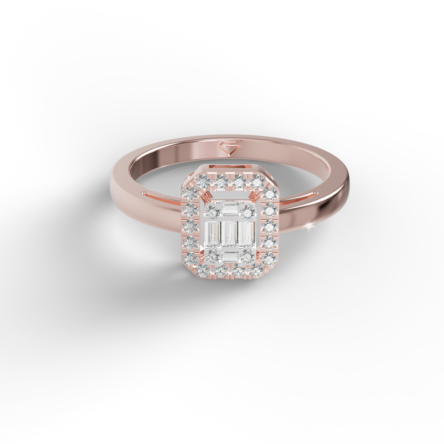 Guru Jewel's Round And Baguette C.Z Diamond Studded Daily Wear Silver Ring For Her