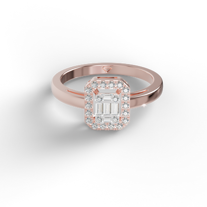 Guru Jewel's Round And Baguette C.Z Diamond Studded Daily Wear Silver Ring For Her