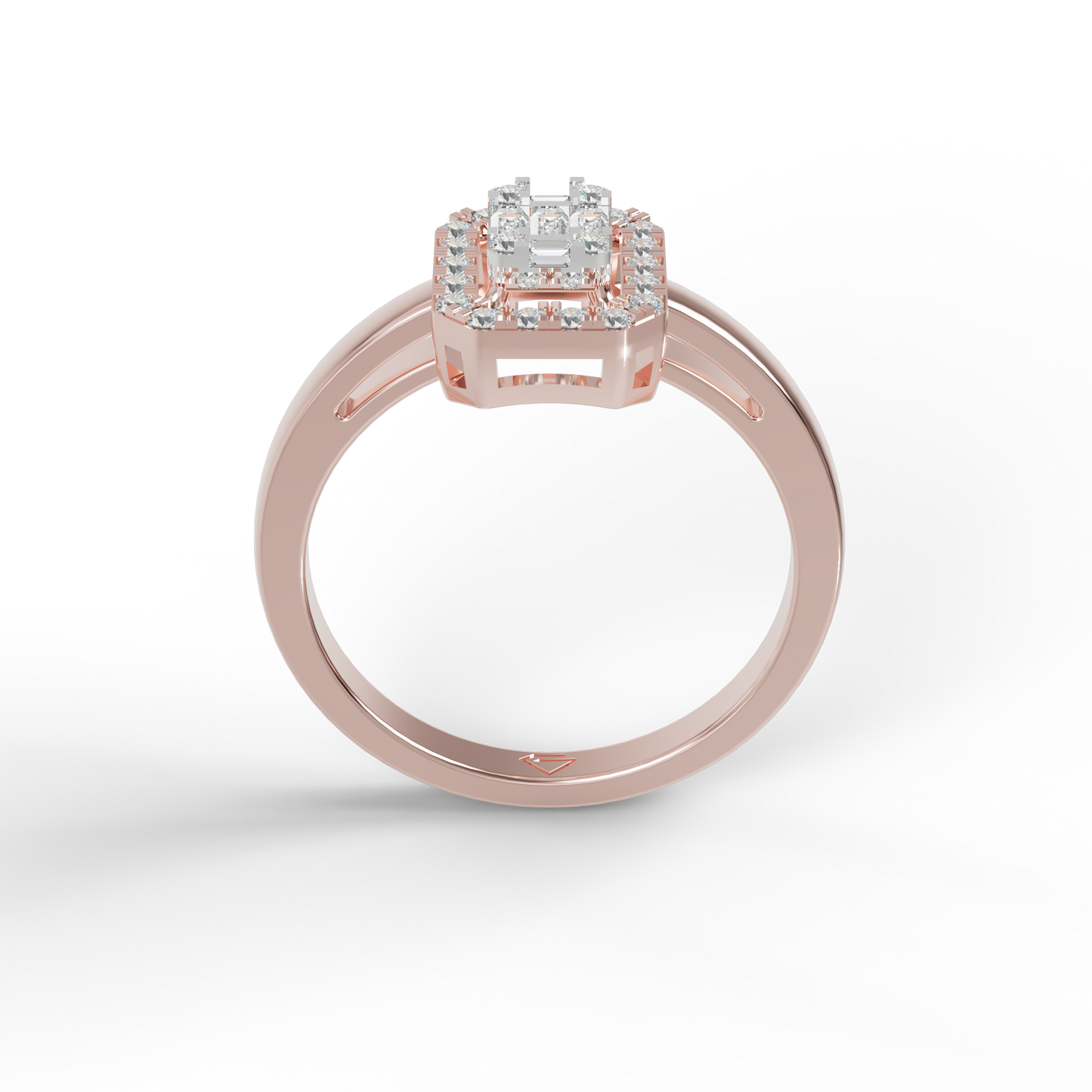 Guru Jewel's Round And Baguette C.Z Diamond Studded Daily Wear Silver Ring For Her