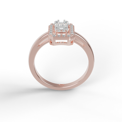 Guru Jewel's Round And Baguette C.Z Diamond Studded Daily Wear Silver Ring For Her