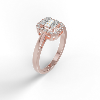 Guru Jewel's Round And Baguette C.Z Diamond Studded Daily Wear Silver Ring For Her