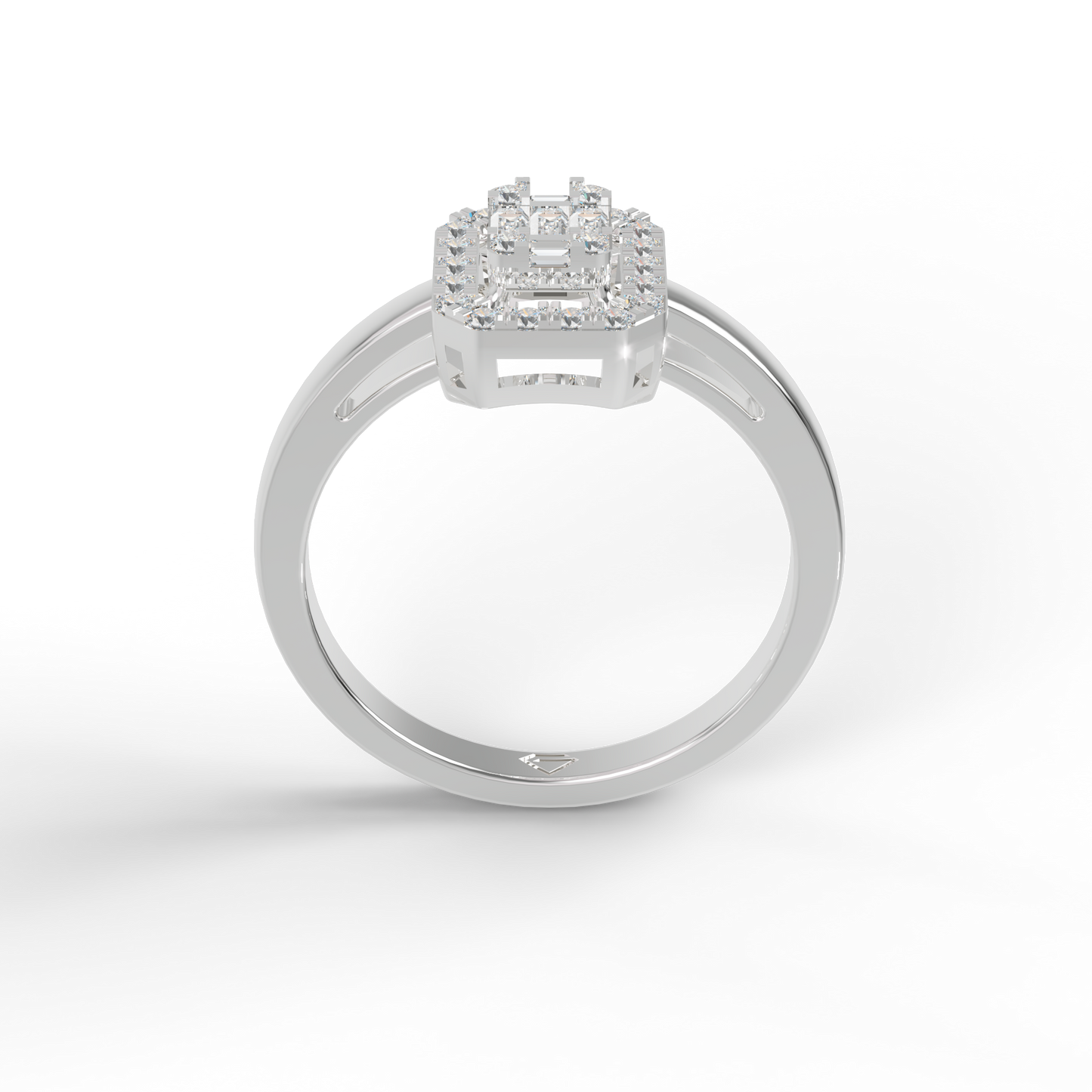 Guru Jewel's Round And Baguette C.Z Diamond Studded Daily Wear Silver Ring For Her