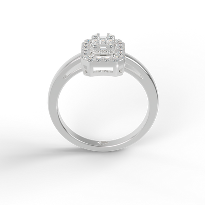 Guru Jewel's Round And Baguette C.Z Diamond Studded Daily Wear Silver Ring For Her