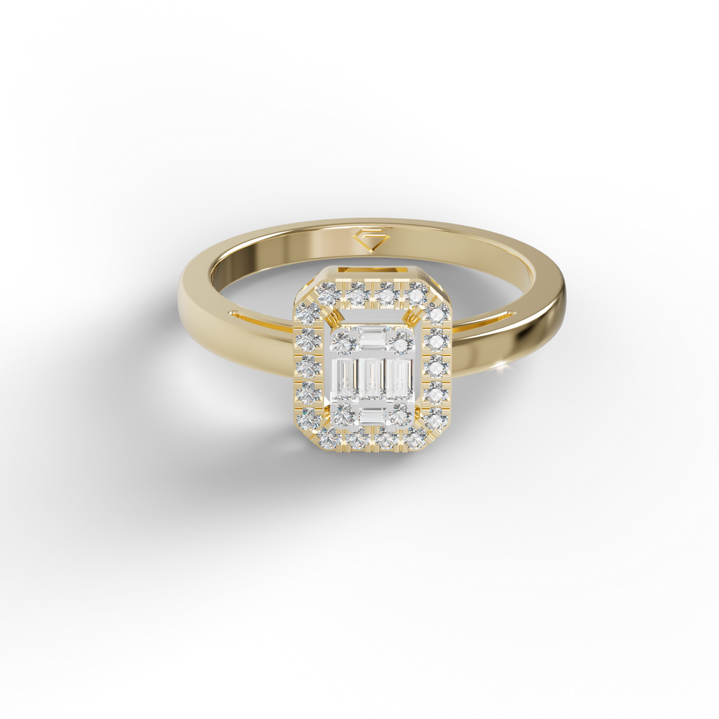 Guru Jewel's Round And Baguette C.Z Diamond Studded Daily Wear Silver Ring For Her
