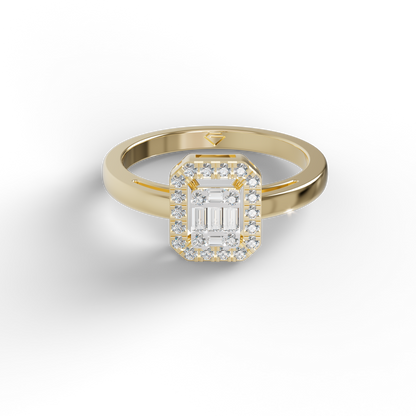Guru Jewel's Round And Baguette C.Z Diamond Studded Daily Wear Silver Ring For Her