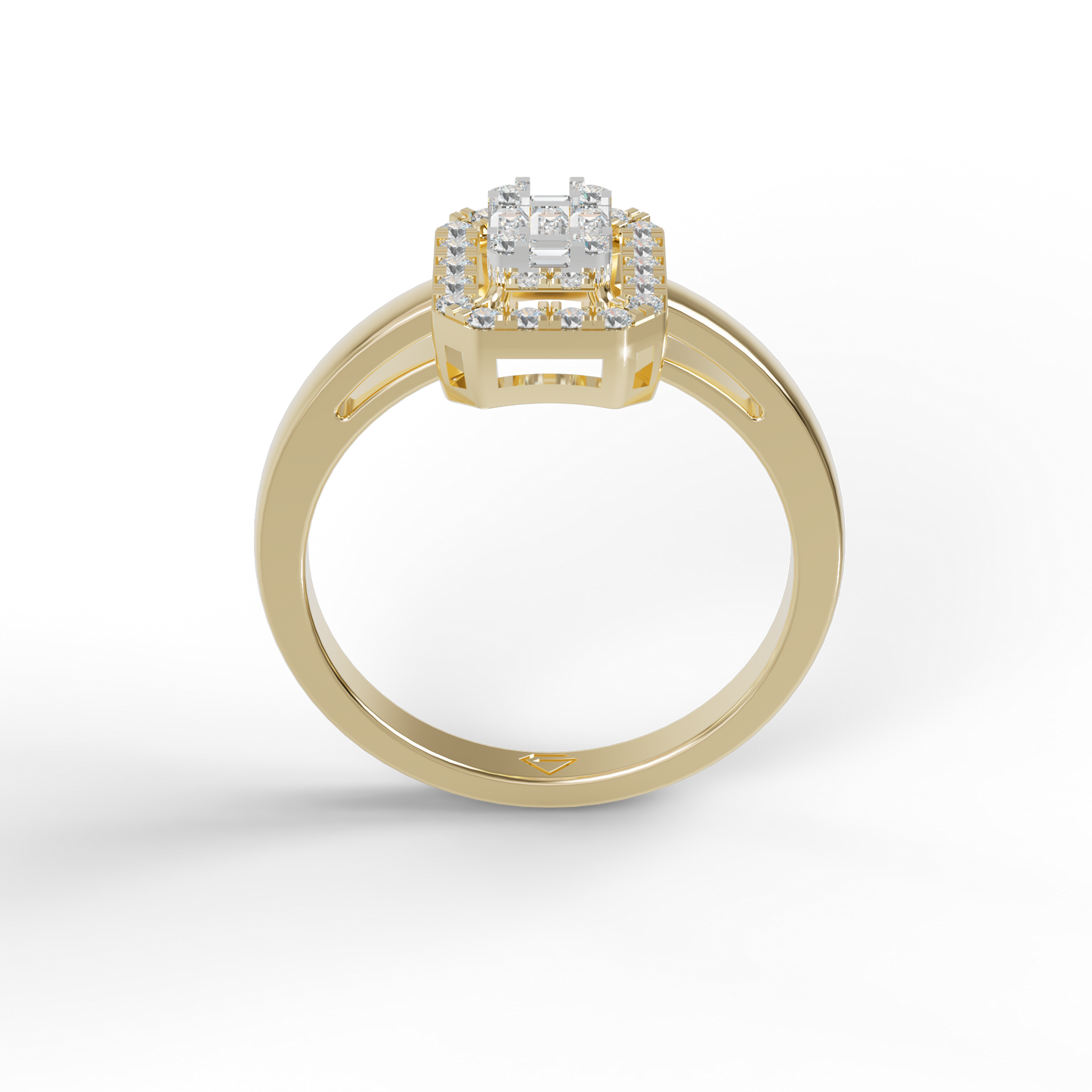 Guru Jewel's Round And Baguette C.Z Diamond Studded Daily Wear Silver Ring For Her
