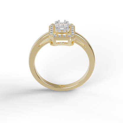 Guru Jewel's Round And Baguette C.Z Diamond Studded Daily Wear Silver Ring For Her