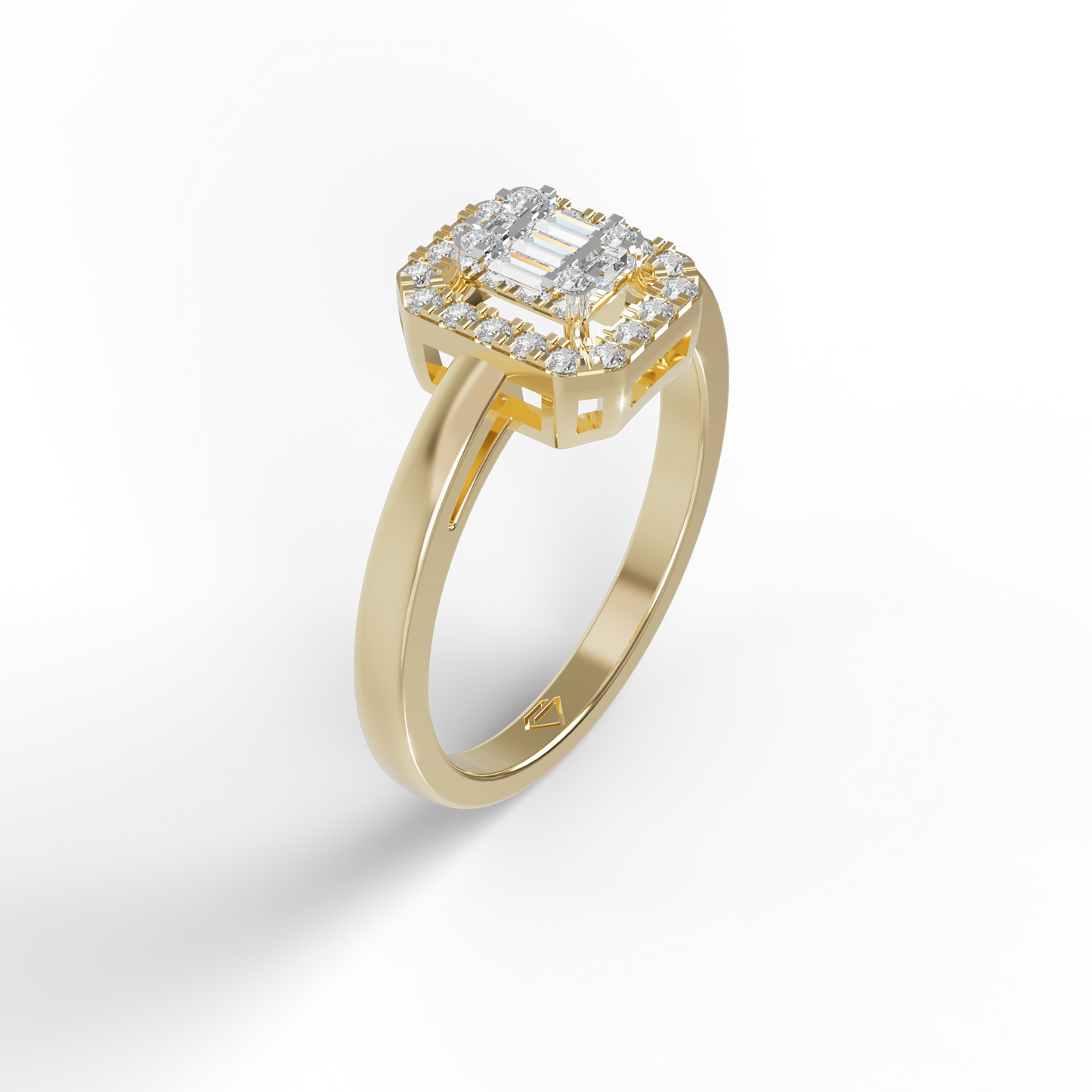 Guru Jewel's Round And Baguette C.Z Diamond Studded Daily Wear Silver Ring For Her