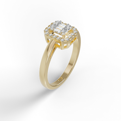 Guru Jewel's Round And Baguette C.Z Diamond Studded Daily Wear Silver Ring For Her