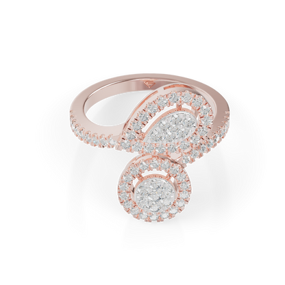 Guru Jewel's Round Diamond Studded Elegant Silver Ring For Her
