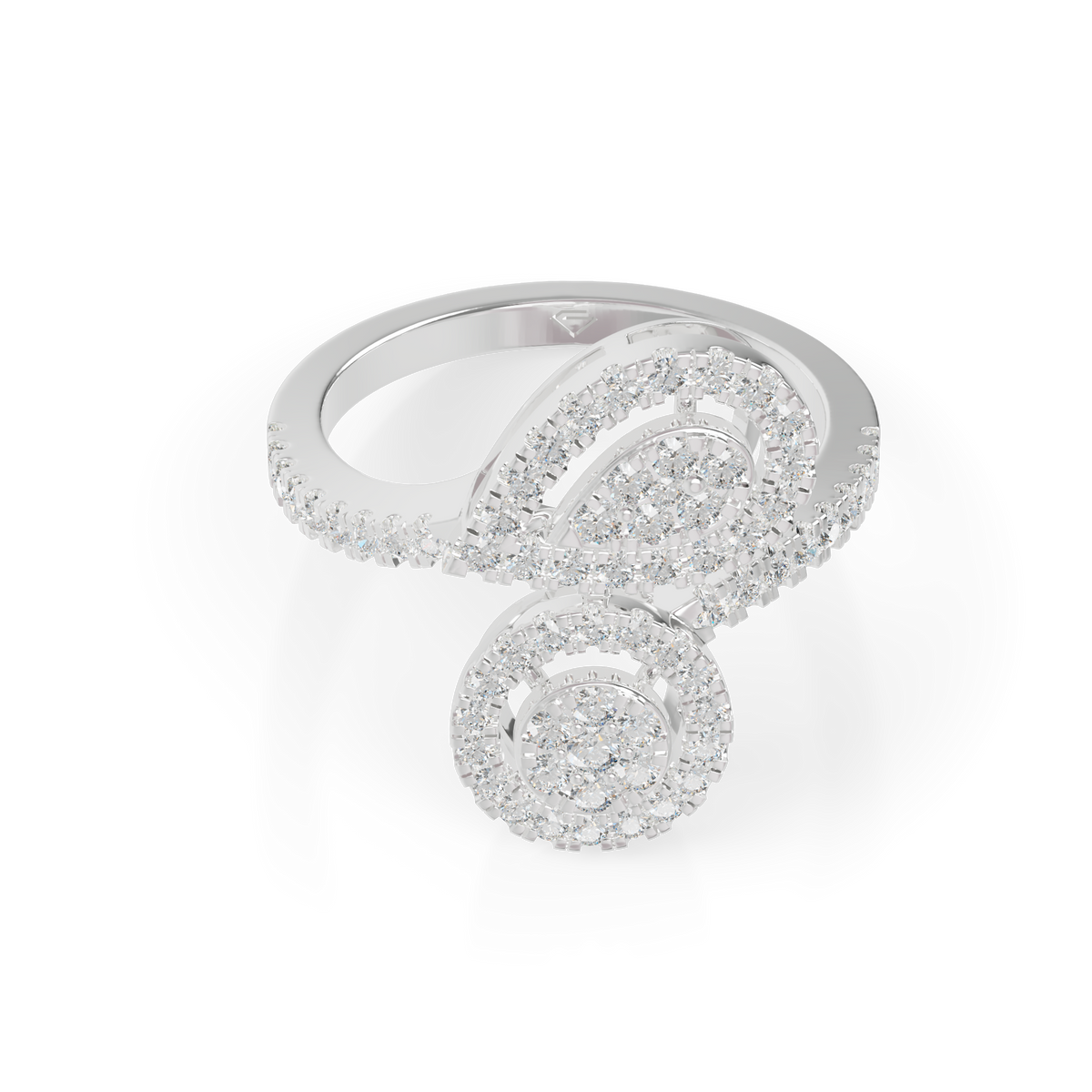 Guru Jewel's Round Diamond Studded Elegant Silver Ring For Her