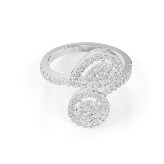 Guru Jewel's Round Diamond Studded Elegant Silver Ring For Her
