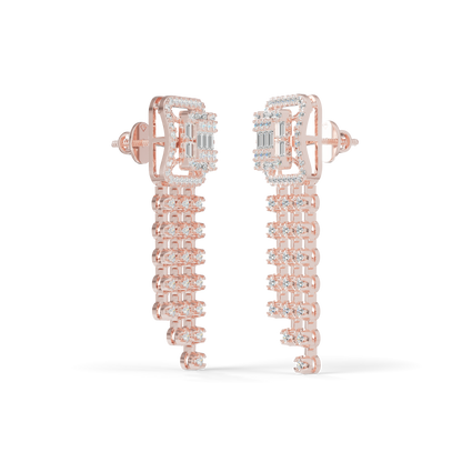 Guru Jewel's Baguette Diamond Rectangular Chandelier Drop Earrings for Her