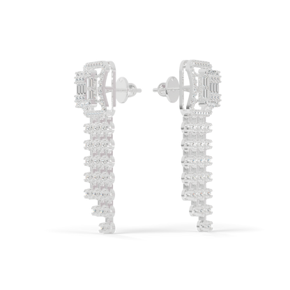 Guru Jewel's Baguette Diamond Rectangular Chandelier Drop Earrings for Her