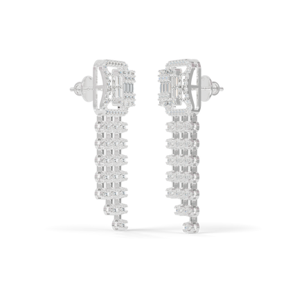 Guru Jewel's Baguette Diamond Rectangular Chandelier Drop Earrings for Her