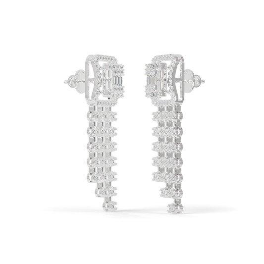 Guru Jewel's Baguette Diamond Rectangular Chandelier Drop Earrings for Her