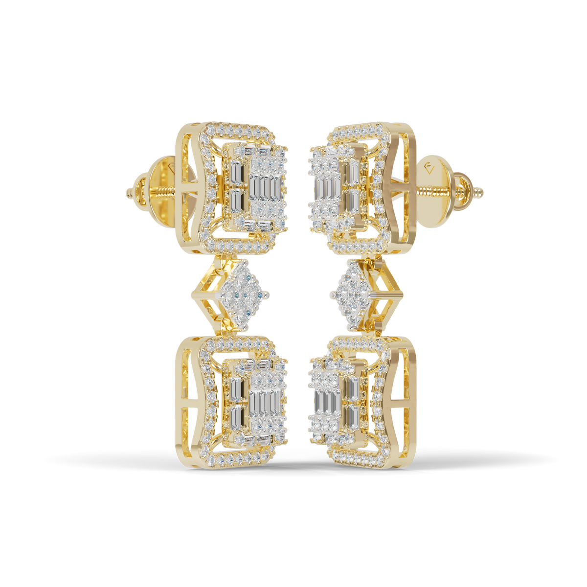 Guru Jewel's Baguette & Round Cut Diamond Statement Earrings For Her