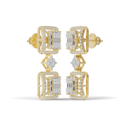 Guru Jewel's Baguette & Round Cut Diamond Statement Earrings For Her