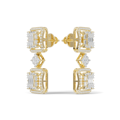 Guru Jewel's Baguette & Round Cut Diamond Statement Earrings For Her
