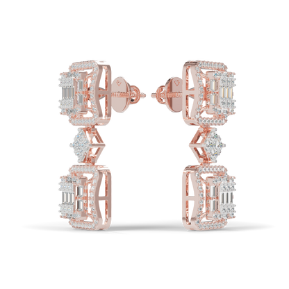 Guru Jewel's Baguette & Round Cut Diamond Statement Earrings For Her