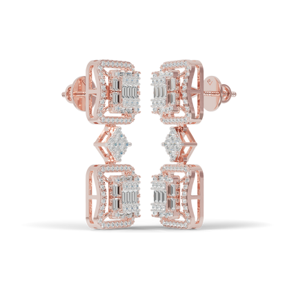 Guru Jewel's Baguette & Round Cut Diamond Statement Earrings For Her