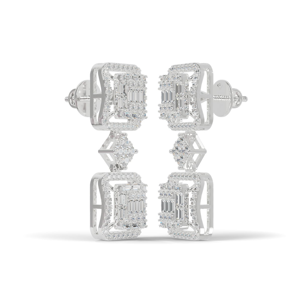 Guru Jewel's Baguette & Round Cut Diamond Statement Earrings For Her