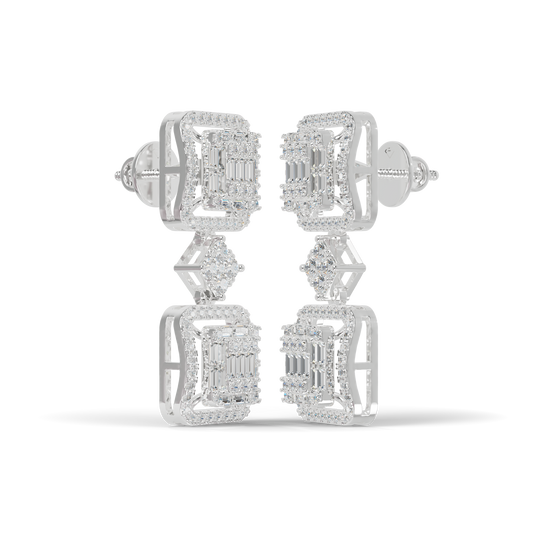 Guru Jewel's Baguette & Round Cut Diamond Statement Earrings For Her