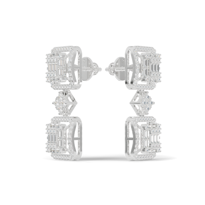 Guru Jewel's Baguette & Round Cut Diamond Statement Earrings For Her