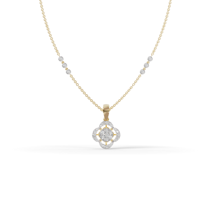 Guru Jewel's Modern Bezel-Set Station Chain with Clover Pendant for Her