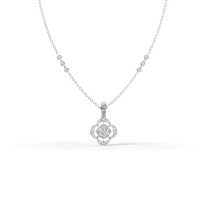 Guru Jewel's Modern Bezel-Set Station Chain with Clover Pendant for Her