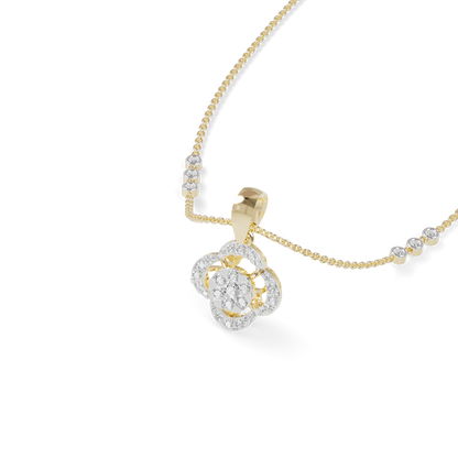 Guru Jewel's Modern Bezel-Set Station Chain with Clover Pendant for Her