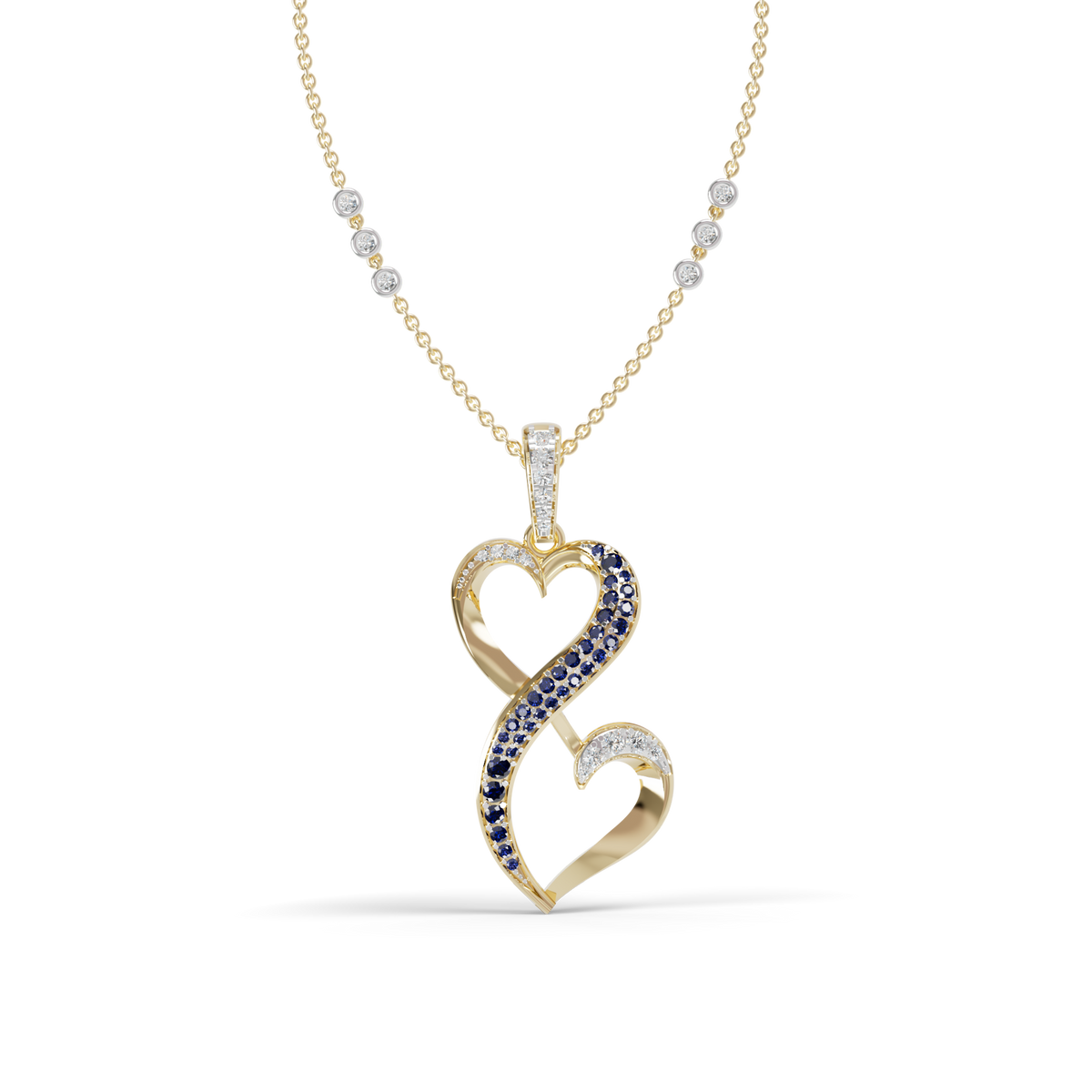 Guru Jewel's Luminous Blue Gemstone-Accented Love Motif Pendant for Her