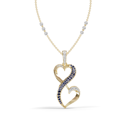 Guru Jewel's Luminous Blue Gemstone-Accented Love Motif Pendant for Her