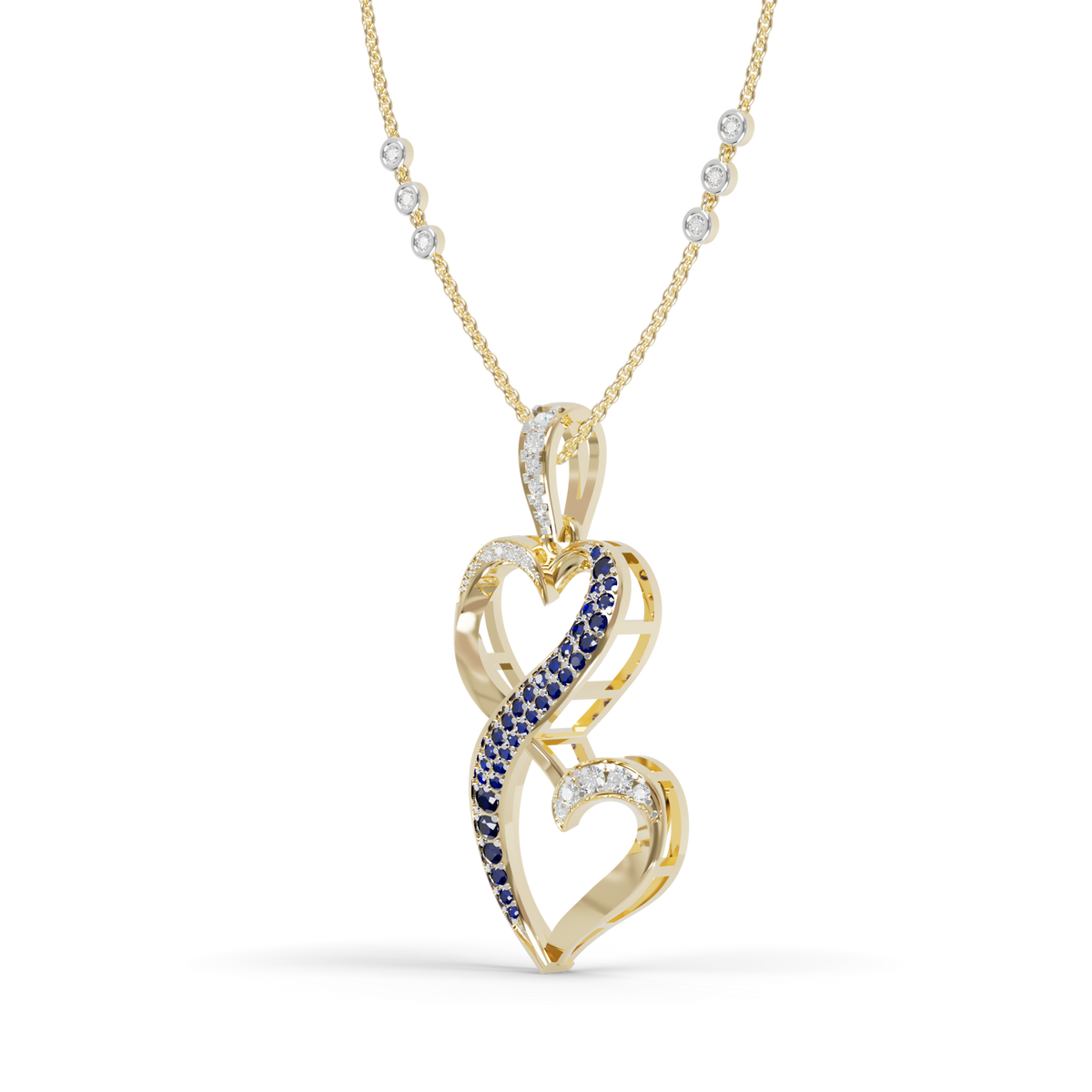 Guru Jewel's Luminous Blue Gemstone-Accented Love Motif Pendant for Her