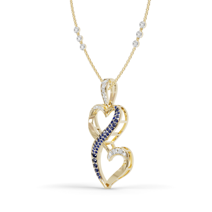 Guru Jewel's Luminous Blue Gemstone-Accented Love Motif Pendant for Her