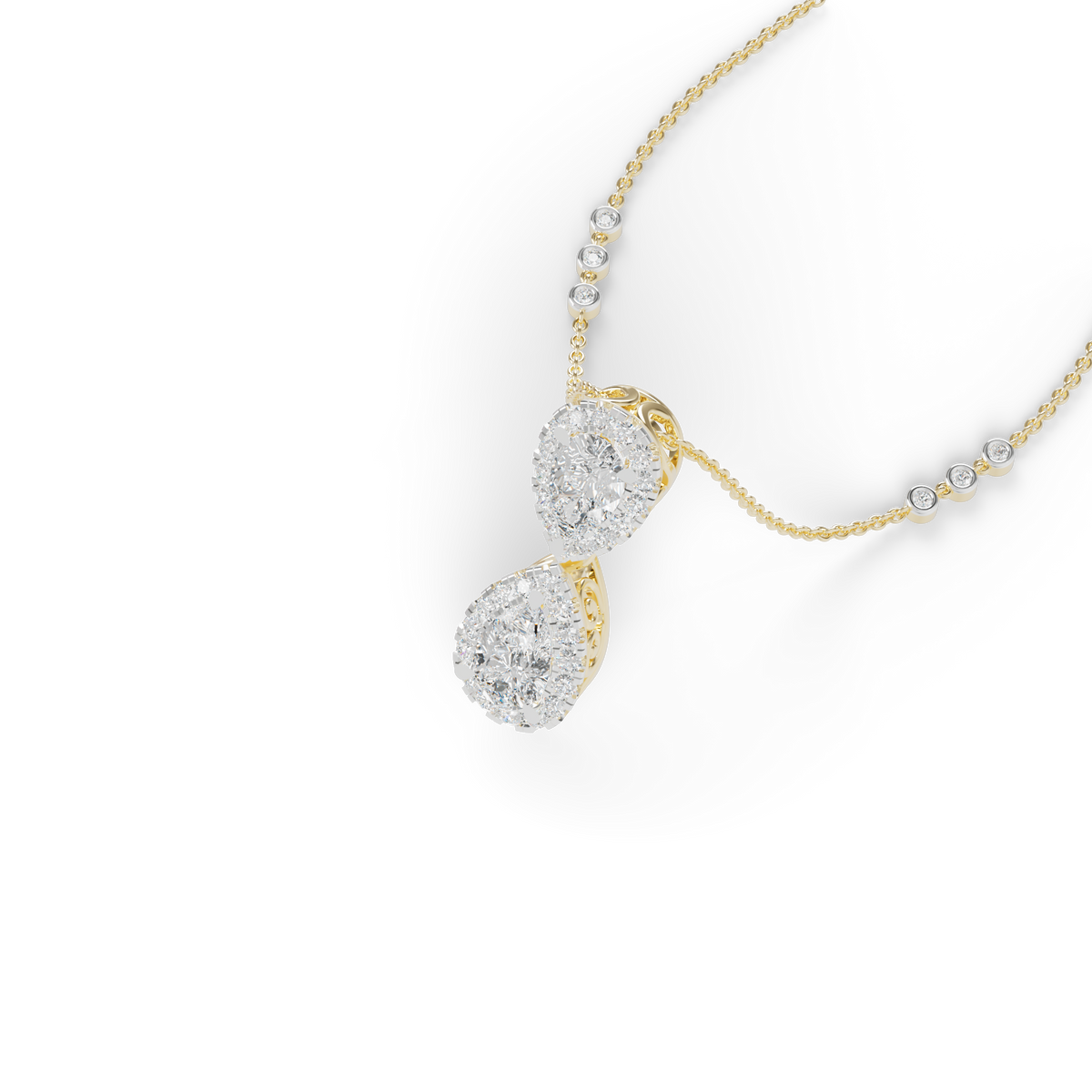 Guru Jewel's Luminous Linked Pear-Cluster Diamond-Simulant Pendant for Her