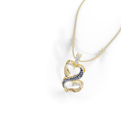 Guru Jewel's Luminous Blue Gemstone-Accented Love Motif Pendant for Her