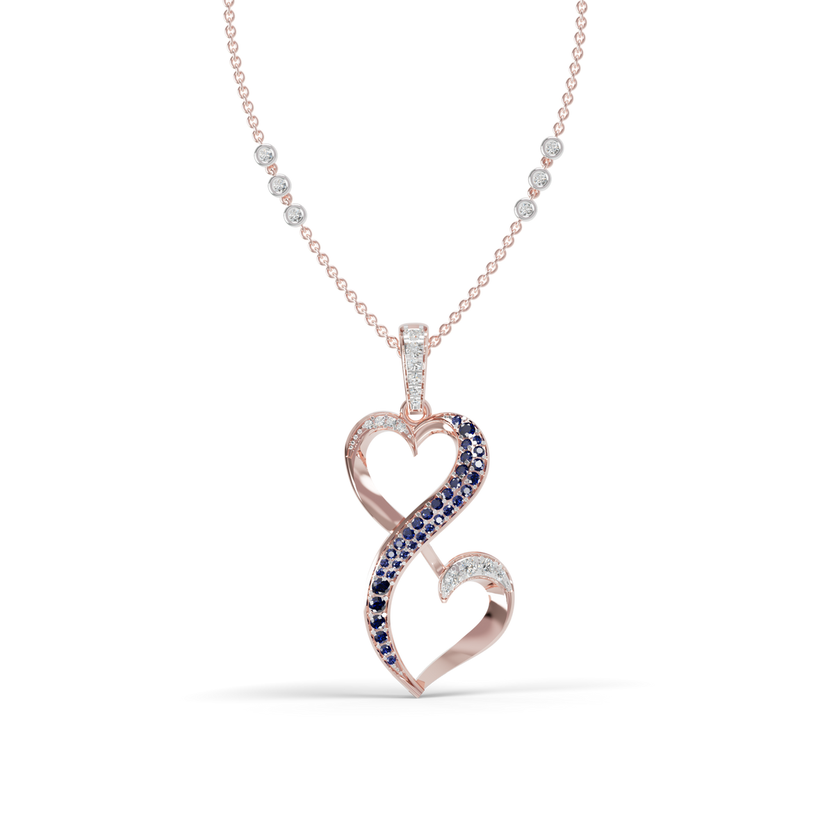 Guru Jewel's Luminous Blue Gemstone-Accented Love Motif Pendant for Her