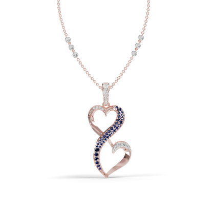 Guru Jewel's Luminous Blue Gemstone-Accented Love Motif Pendant for Her