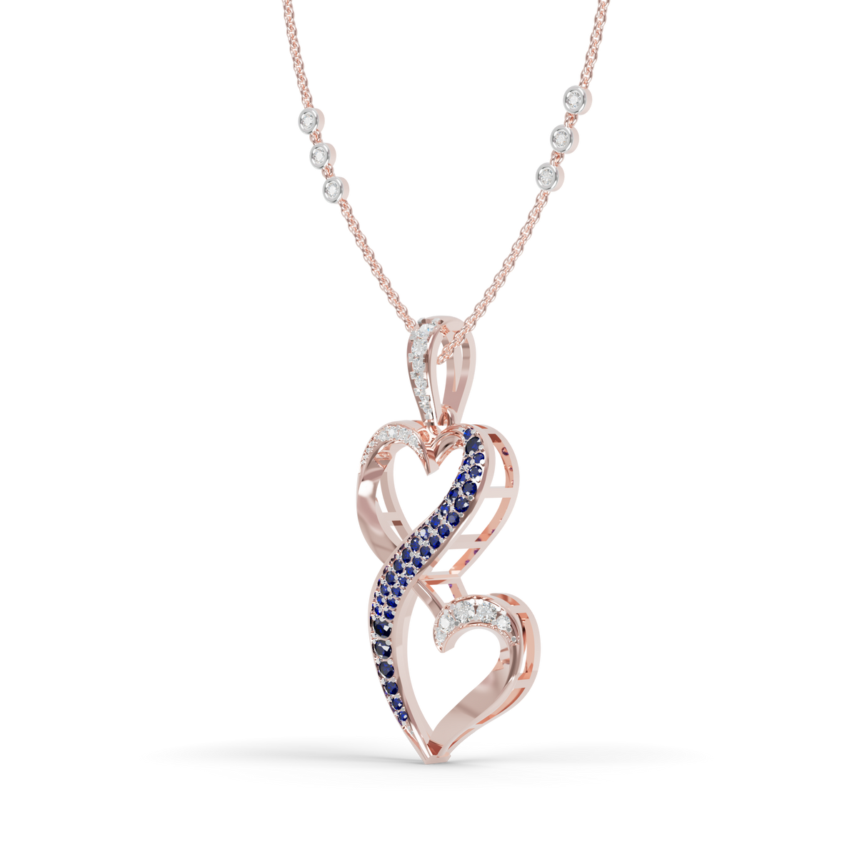 Guru Jewel's Luminous Blue Gemstone-Accented Love Motif Pendant for Her