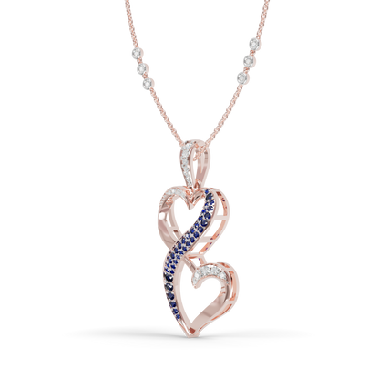 Guru Jewel's Luminous Blue Gemstone-Accented Love Motif Pendant for Her