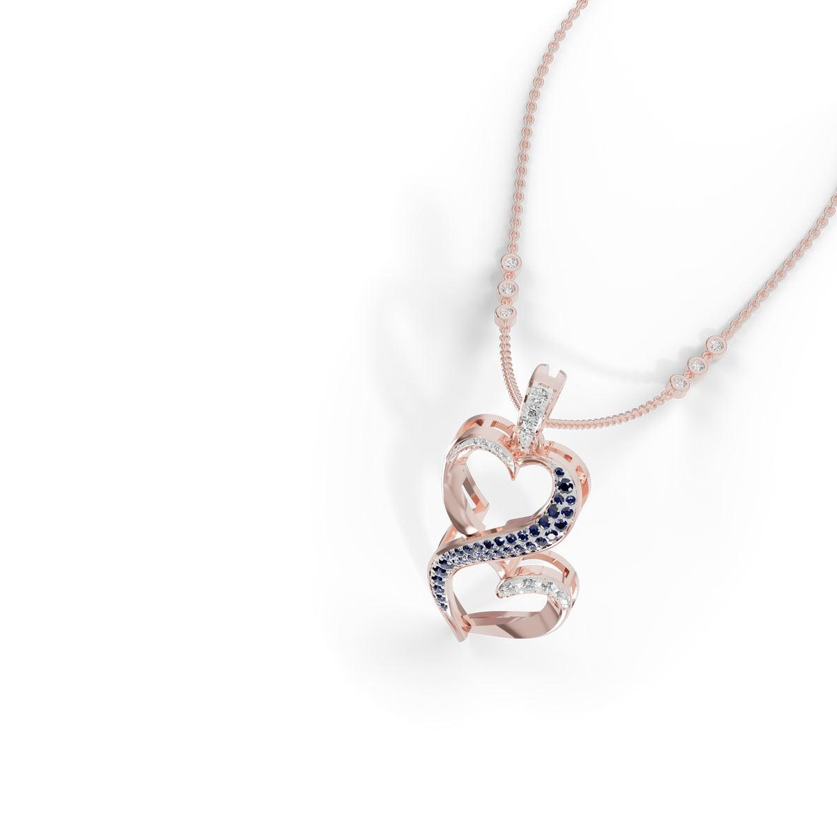 Guru Jewel's Luminous Blue Gemstone-Accented Love Motif Pendant for Her